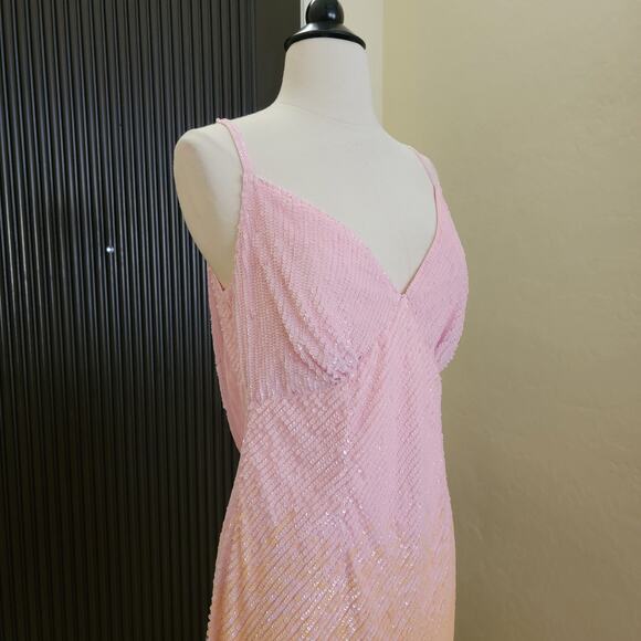 Mac Duggal 5763 Sunset Ombre Pink Sequin Open Back Maxi Gown Dress 10 - Picture 9 of 11